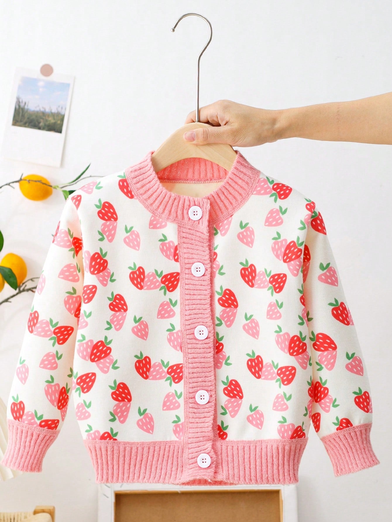 Young Girl 2024 Spring New Sweet Color-Block Striped Floral Pattern Cardigan