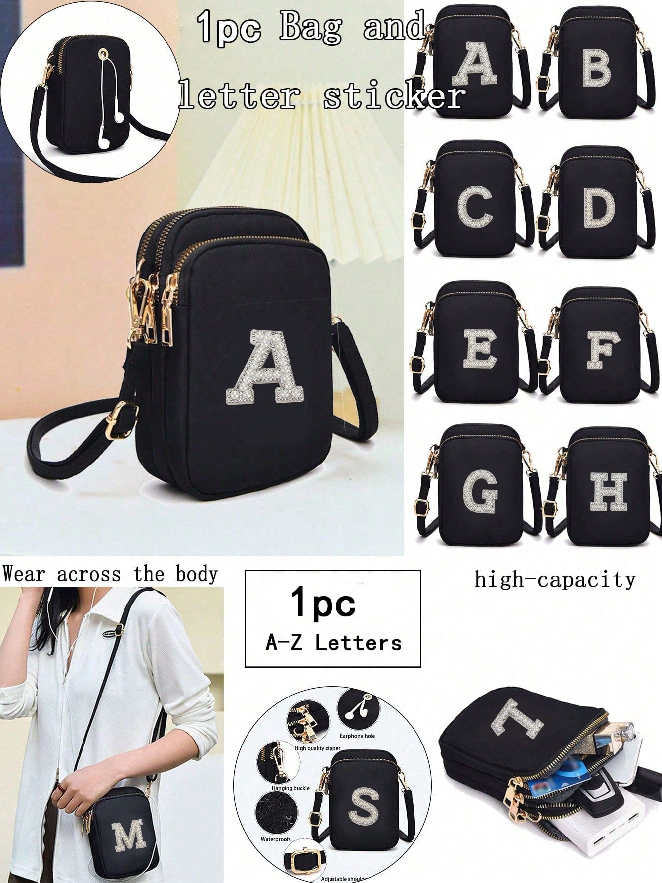 1pc Leisure And Fashion Crossbody Walking Bag With Mobile Phone Cloth Bag Vertical Zero Wallet For ,Girl,Travel,Back To School,Gifts