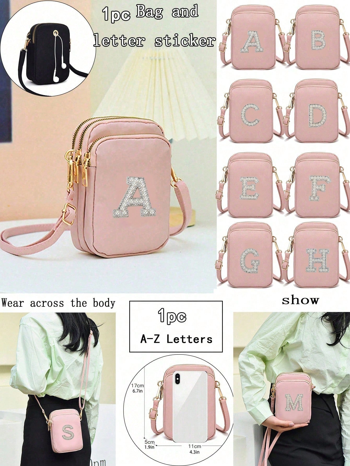 1pc Leisure And Fashion Crossbody Walking Bag With Mobile Phone Cloth Bag Vertical Zero Wallet For ,Girl,Travel,Back To School,Gifts