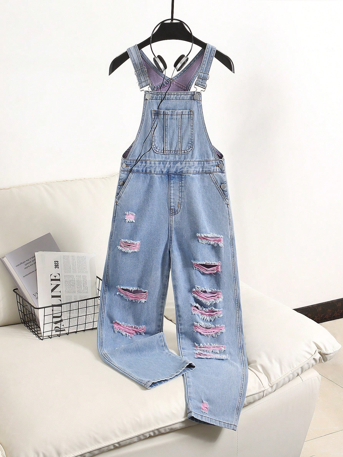 Tween Girl Cute & Elegant Medium-Wash Denim Overalls