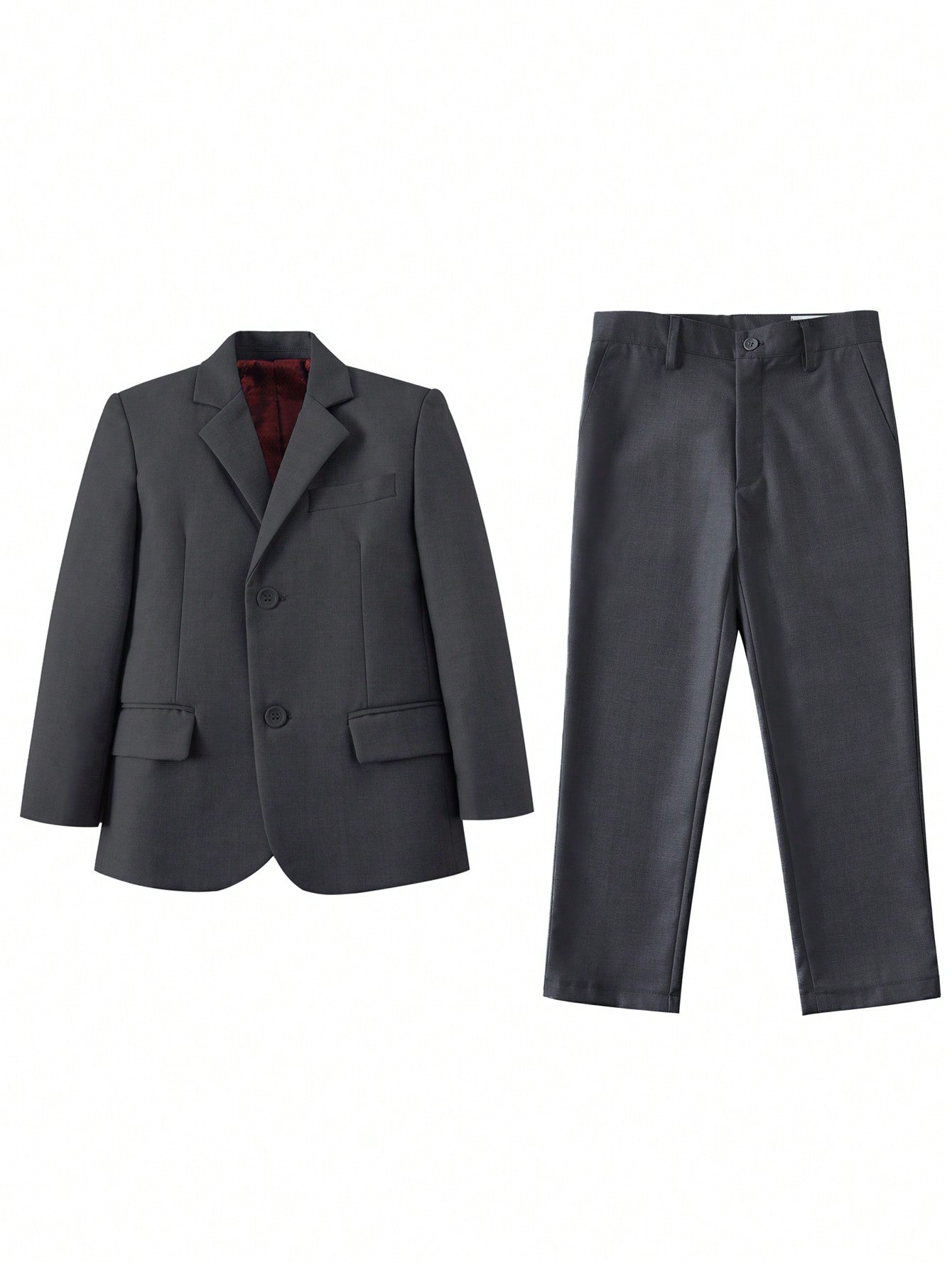 2pcs Back-To-School Tween Boy Suit Set Including Suit Pants, Grey