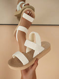 Summer Women's Wedge Sandals With Woven Fabric Strap, Low Wedge Heel Sandals, Great For Casual Beach Or Vacation