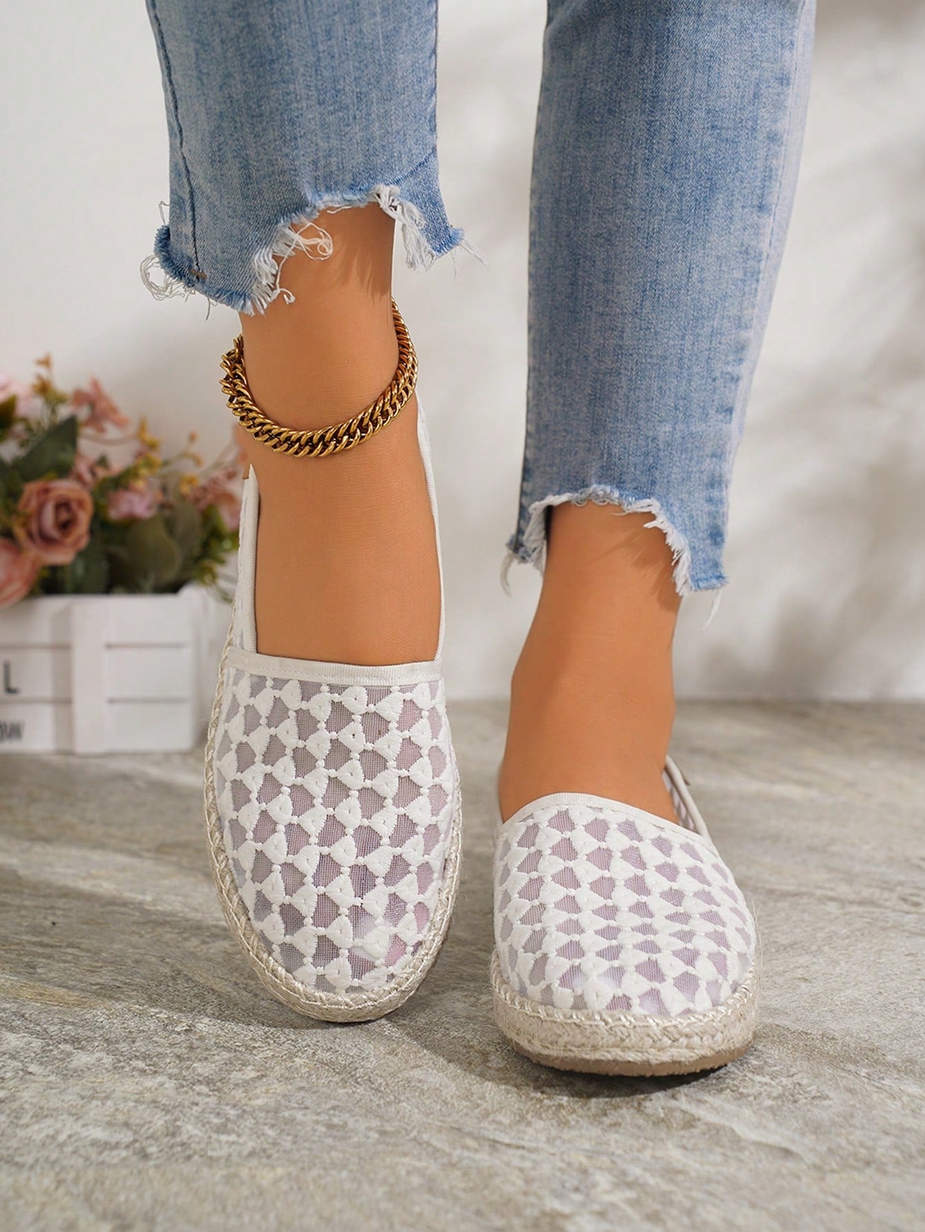 New Style Breathable, Comfortable, Anti-Skid, Odor-Resistant, Numbness-Preventing Woven Bottom Women's Slip-On Shoes For Indoor And Outdoor Leisure, Vacation, Spring, Summer And Year-Round, Plus Size