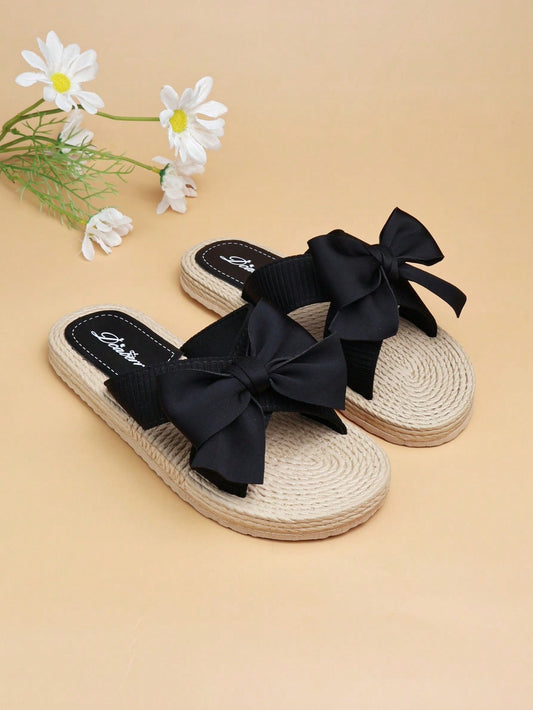 Summer Women's Cross Slides, Fashionable Woven Effect Slip-On Flat Shoes, Casual Women's Slides