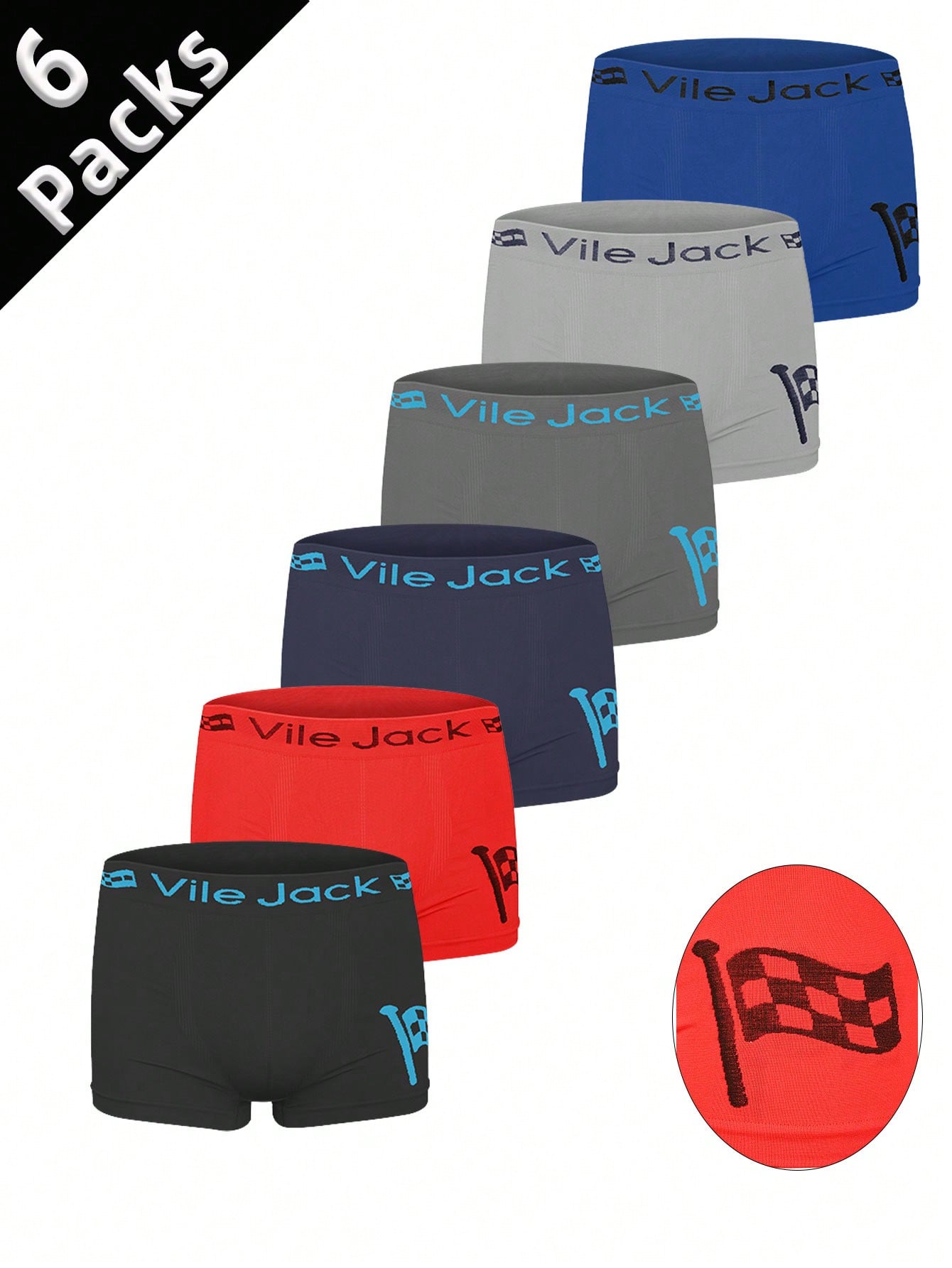 6pcs Boys' Comfortable Seamless Boxer Briefs With Victory Flag Pattern, Suitable For Teenagers Throughout The Year