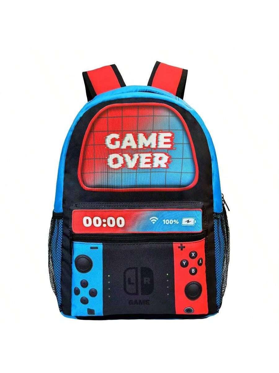 Shoulder Backpack Gamepad Pattern Bag Sports Backpack For Gamer Boys