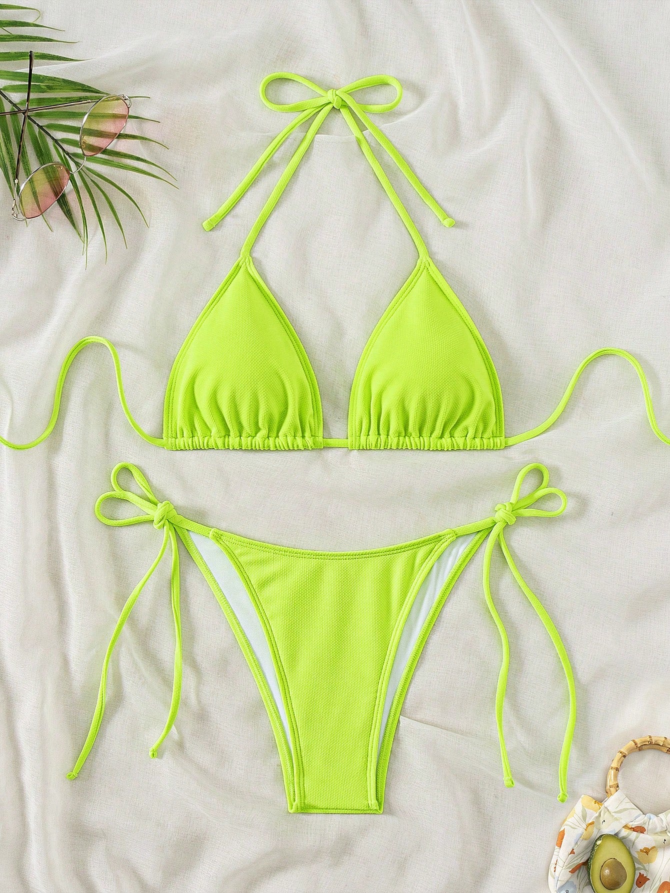 Swim Summer Beach Halter Triangle Tie Side Bikini Set