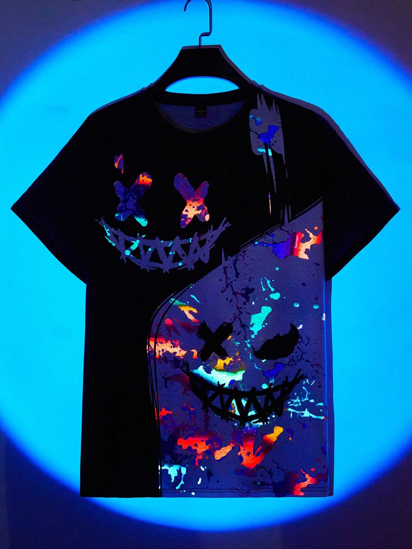 Men Plus Reflective Cartoon Graphic Tee