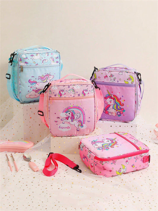 1pc Adorable Unicorn Kids Lunch Bag - Cartoon Portable School Lunch Tote For Girls, New Back-To-School Design