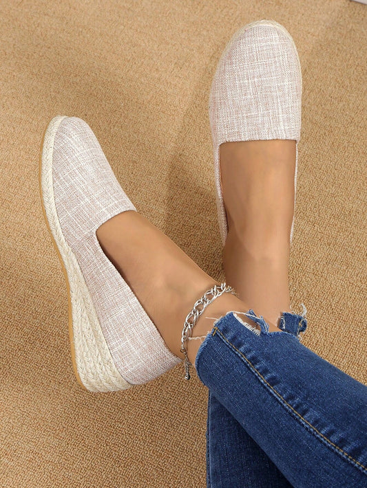 Women's Shoes > Shallow Mouth Woven Straw Rope Bottom  Wedge Espadrilles