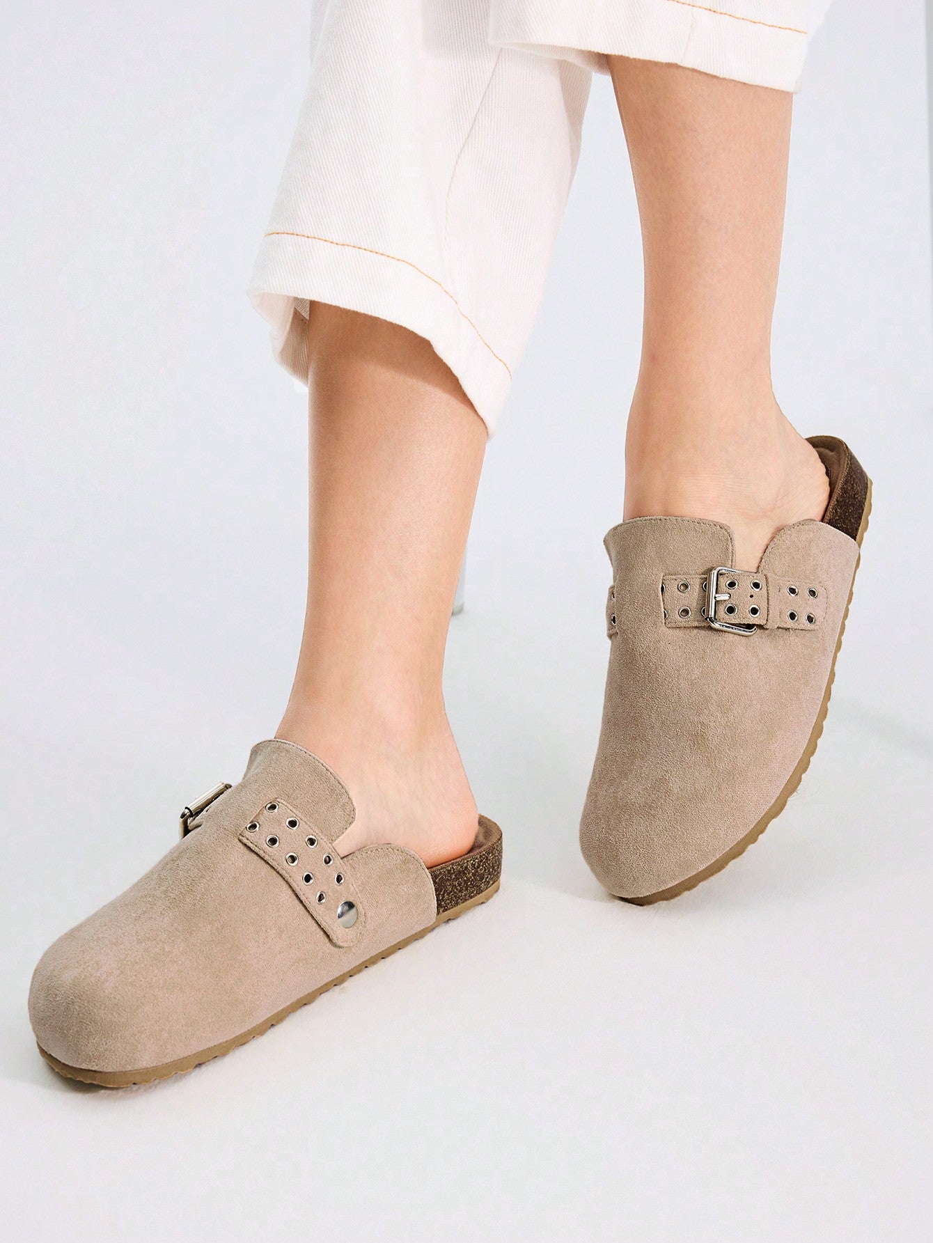 FAUX SUEDE BUCKLE CLOGS VACATION SHOES SUMMER SALE HALLOWEEN