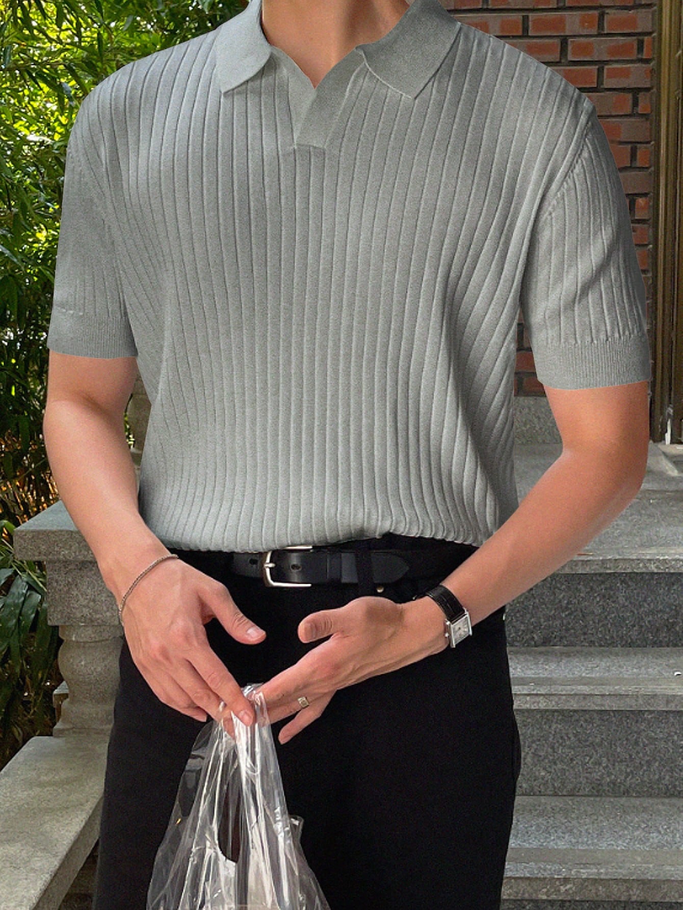 Men Ribbed Knit Top