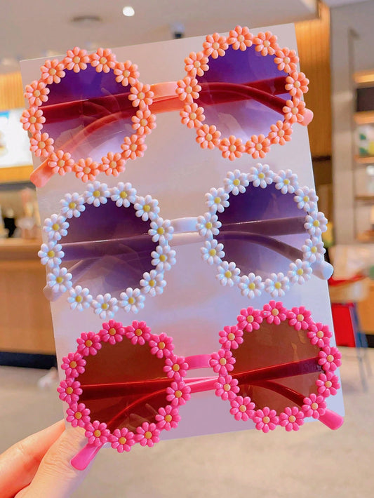 2/3Pcs Girls Cute Newest Flower Sunglasses Children Baby Vintage Colors Sunglasses UV Protection Classic Kids Eyewear