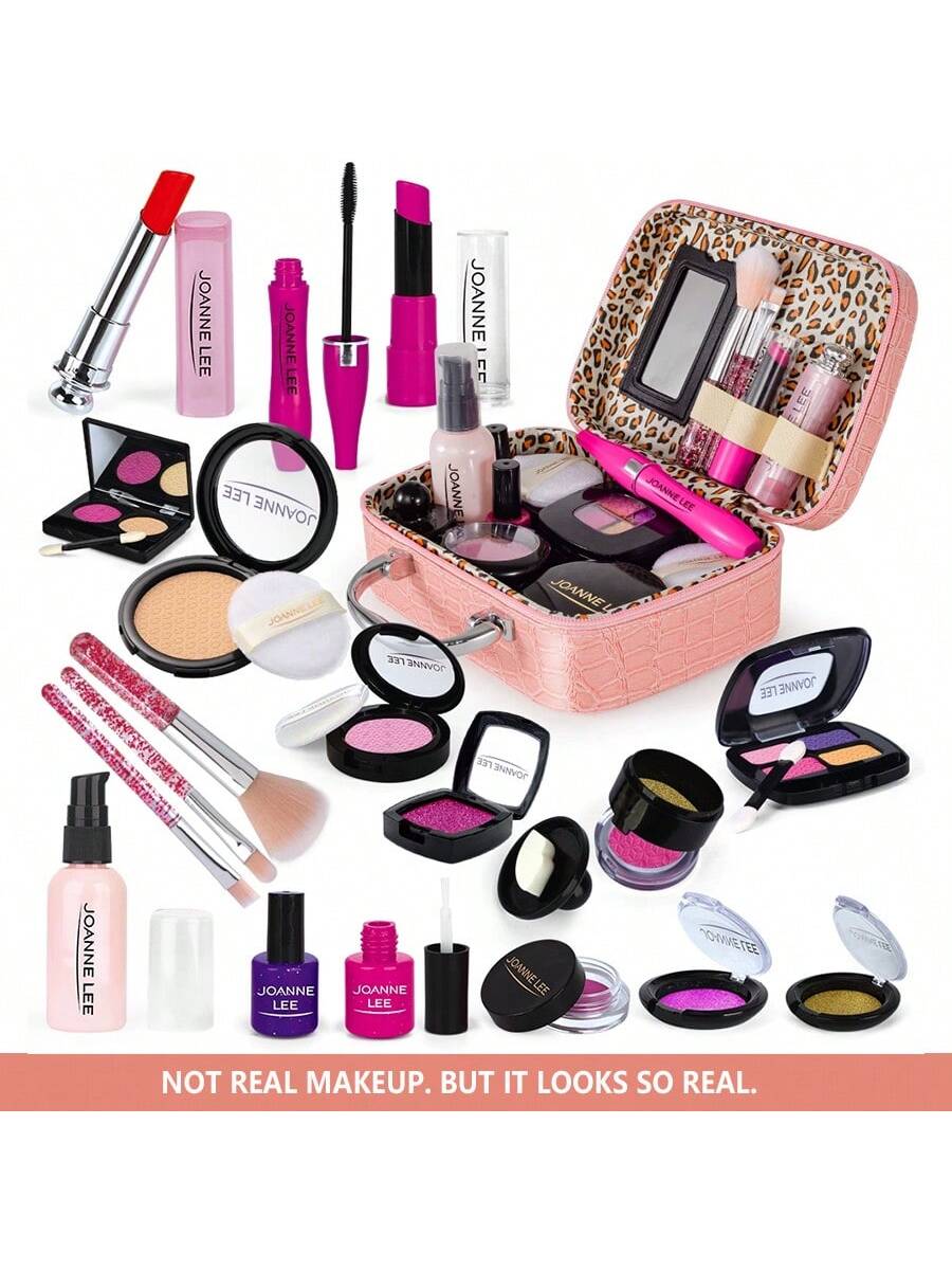 1pc Kids' Pretend Makeup Toy Set With Cosmetic Kit, Handbag, Lipstick, Nail Polish, Ideal Birthday Gift For Girls