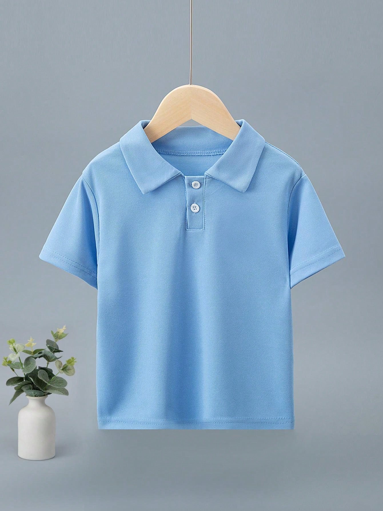 Young Boy Summer Polo Shirt, Casual Breathable Short Sleeve T-Shirt, Kids' Tops For Medium And Large Children