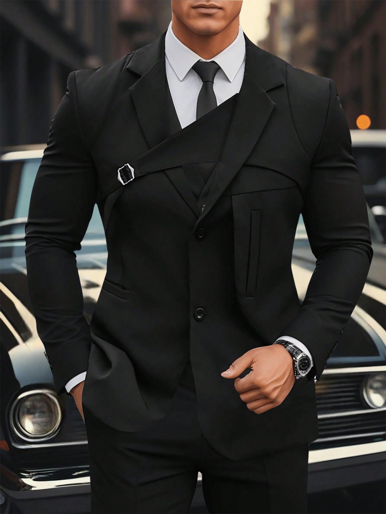 Men's Solid Color Simple Casual Suit Jacket