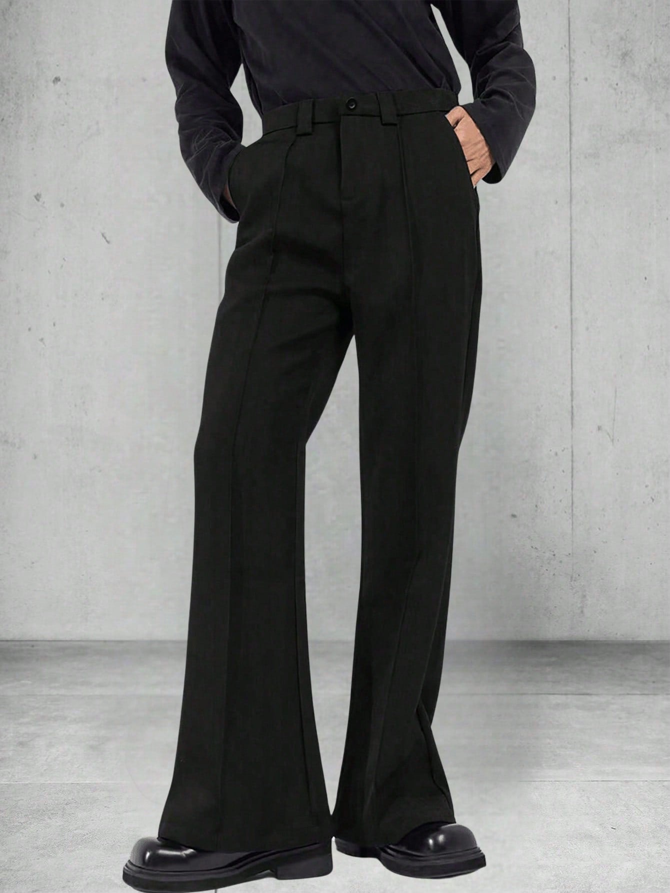 Men's Solid Color Daily Wear Flared Dress Pants