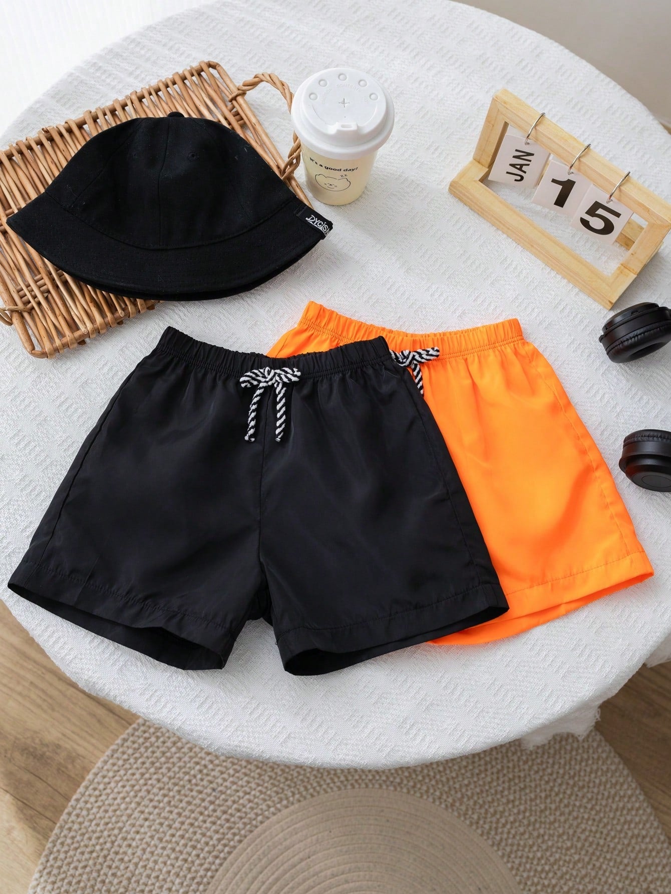 2pcs/Set Young Boy Casual Comfortable Fashionable Simple Practical Cute Soft Breathable Shorts, Suitable For Vacation, Daily, School, Travel, Sports, Spring And Summer