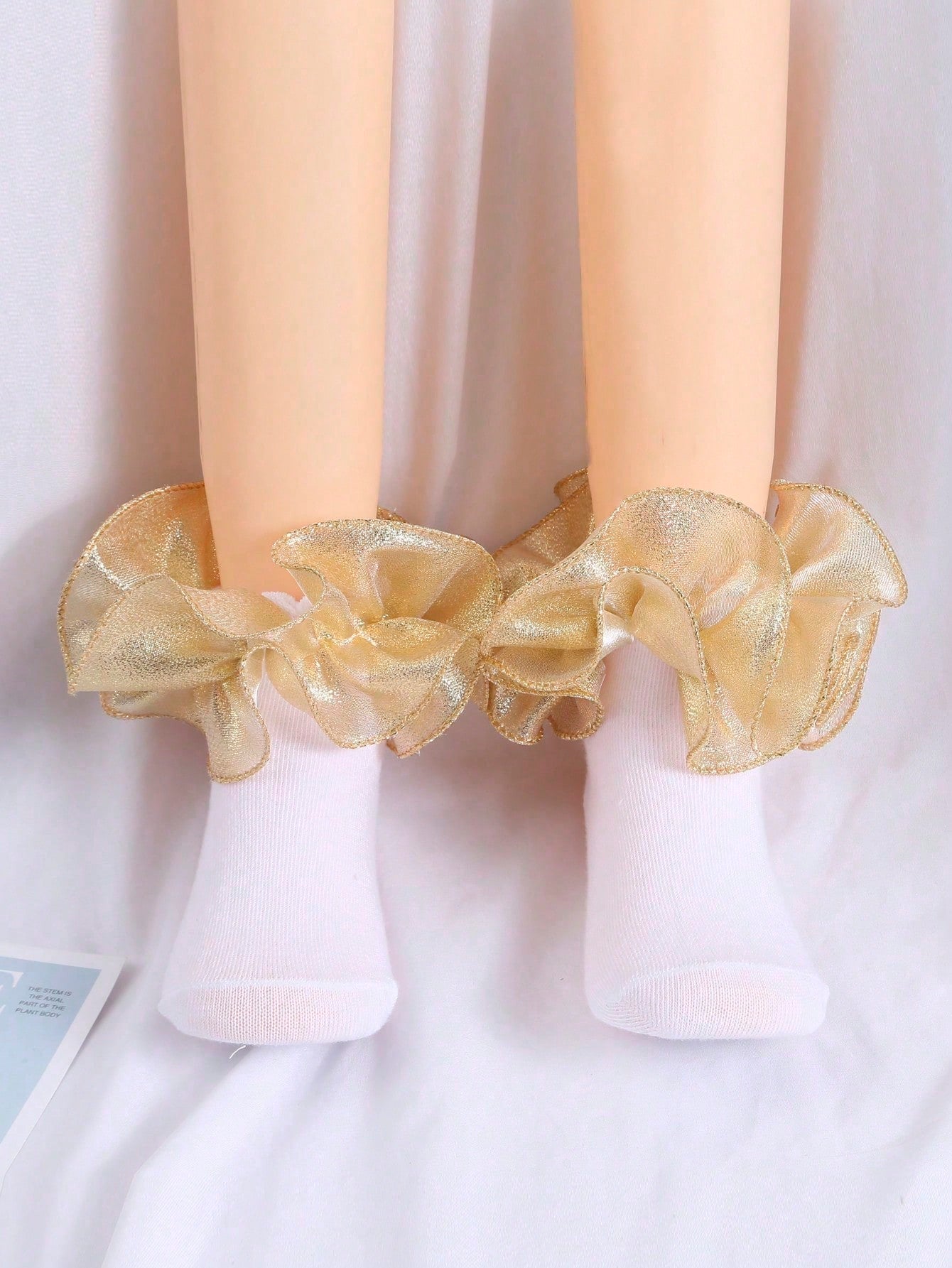 1pair Kids' Solid Color Fashionable Lace Frilled Short Socks For Dancing Or Princess Costume