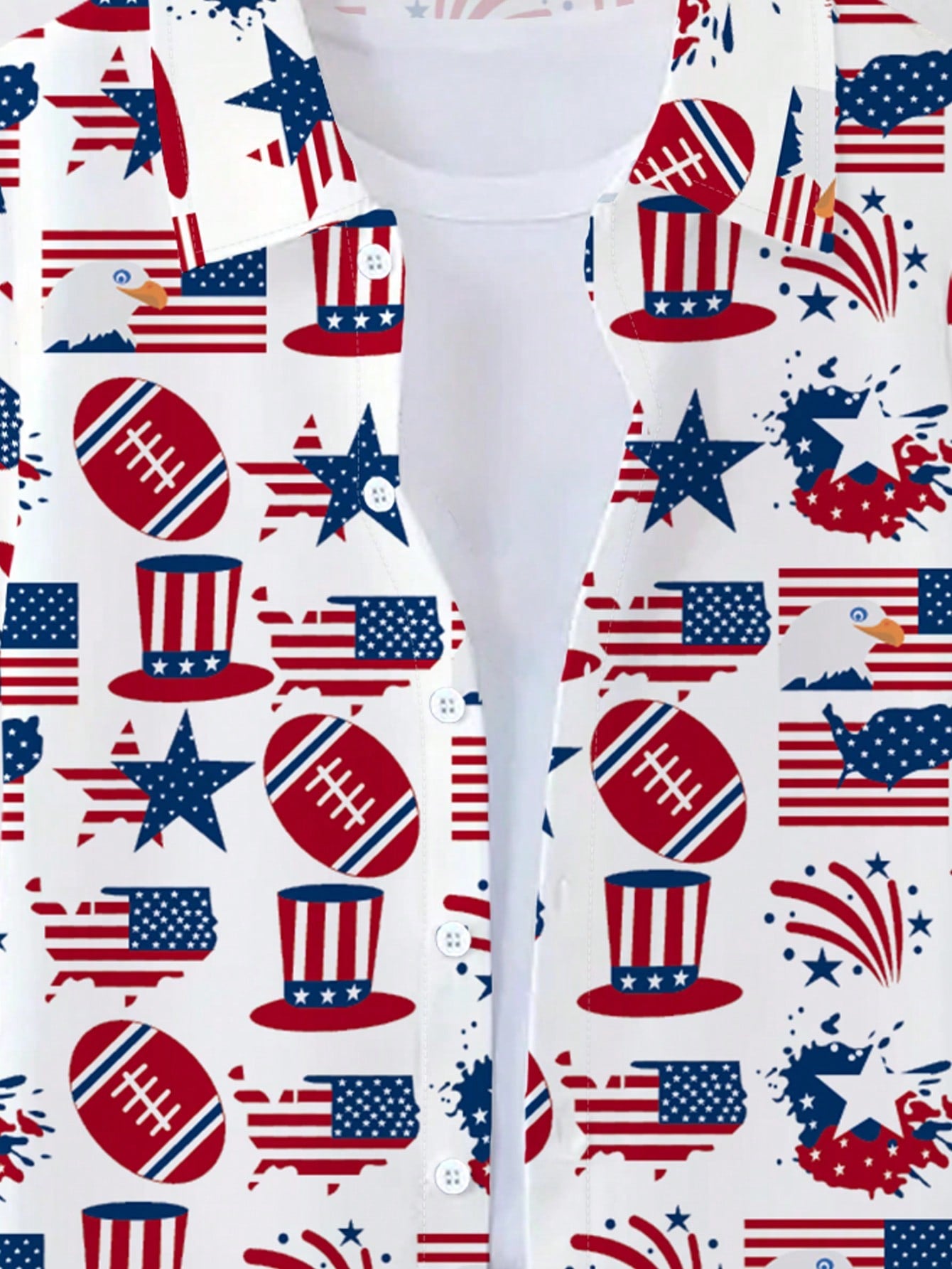 2024 Spring/Summer New Arrival Cool American Flag Printed Short Sleeve Casual Shirt (Random Cut) For Tween Boys