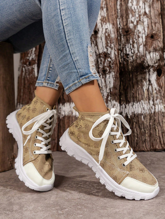 Women's High-Top Canvas Shoes 2024 New Casual  Boots, Retro Sport Short Boots