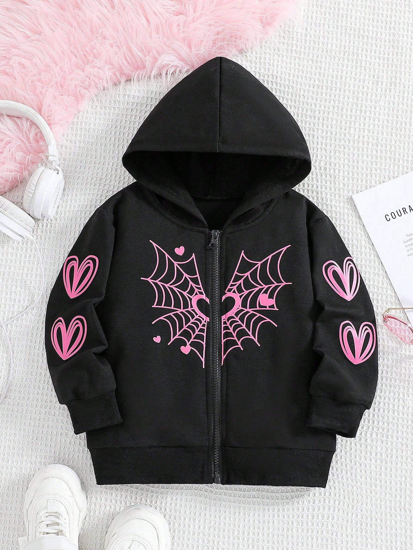 Young Girl Sweet Ladylike Daily Sports Zip-Up Hoodie Jacket