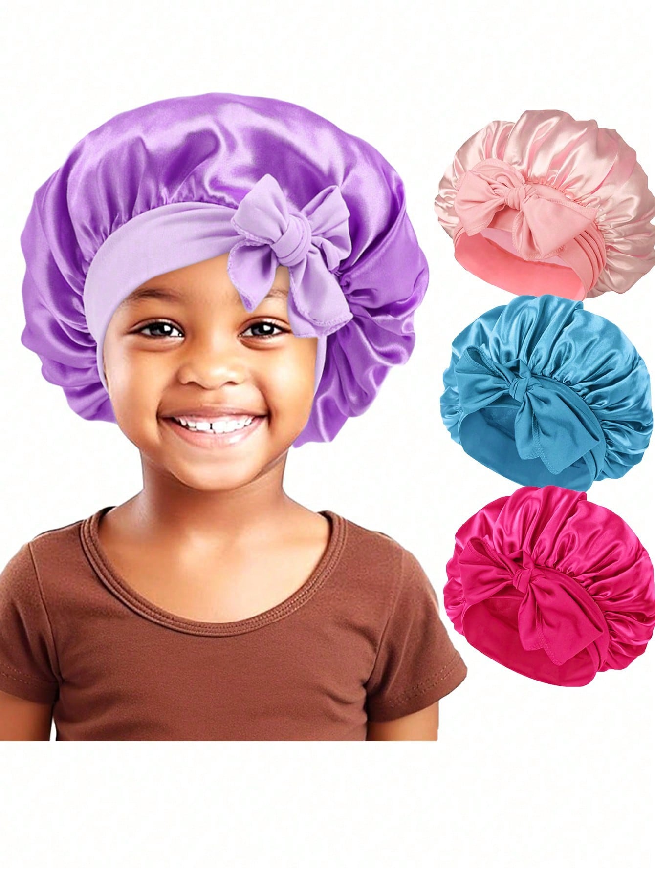 Children's Smooth Satin Bonnet With Ties, Fashionable And Comfortable Sleep Cap, Breathable And Non-Slip, Daily Hair Care Hat