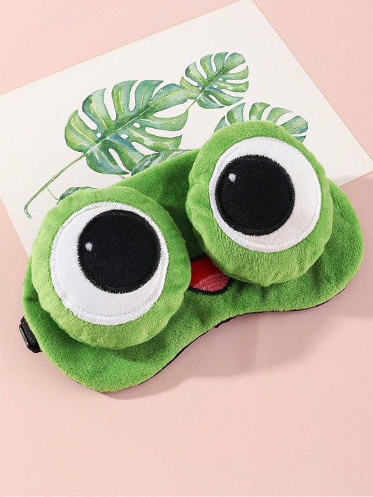 1pc Cartoon Cute Big-Eyed Frog Shaped Adjustable Light-Blocking Sleep Eye Mask For Children