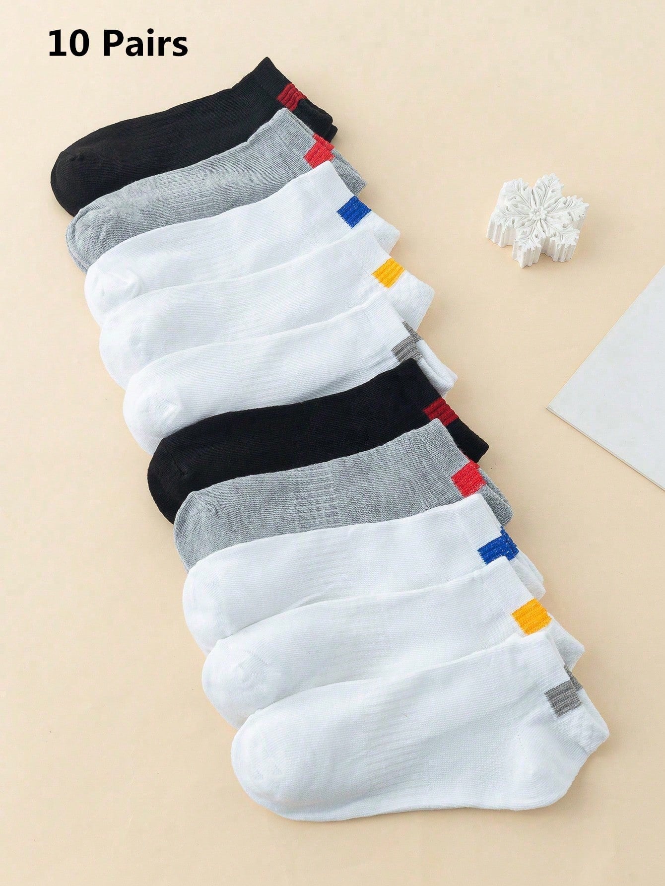 10pairs Kids Striped Pattern Casual Crew Socks For Daily Life