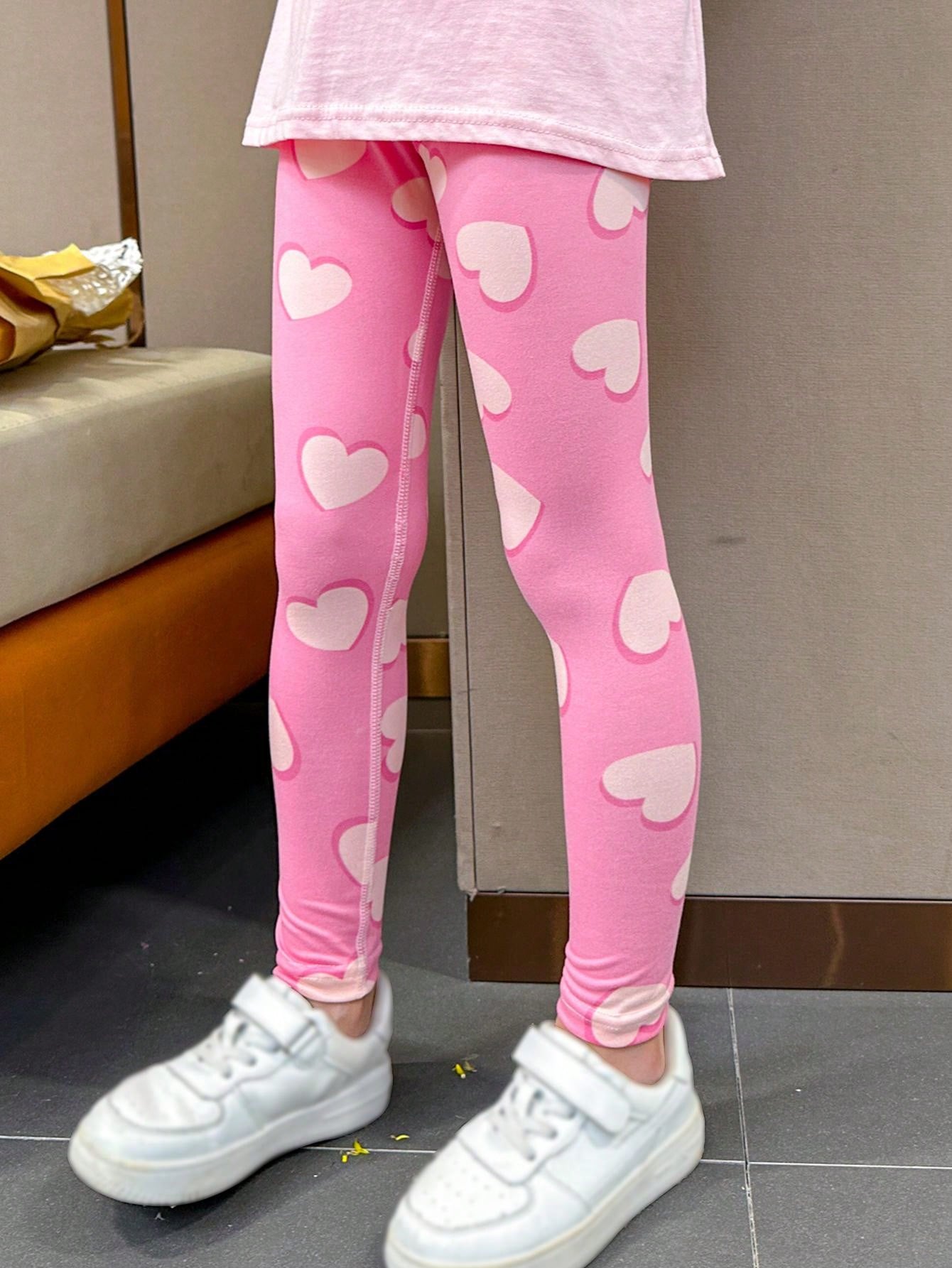 Young Girls' Thin Leggings, Cute Printed Long Pants For Inner/Outer Wear, Kids & Teenagers