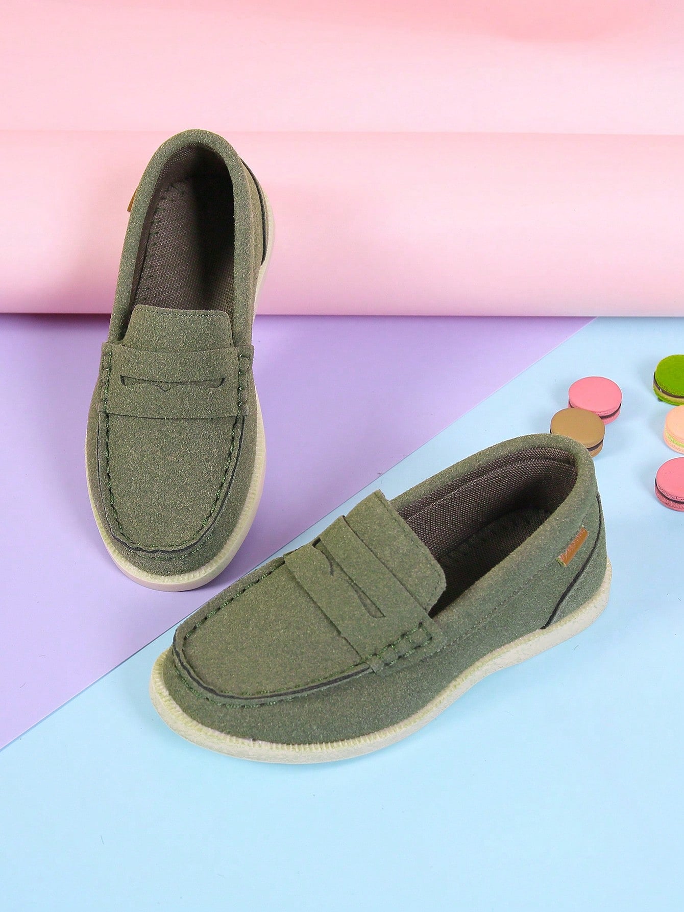 Spring And Autumn Boys' Breathable Slip-On Loafers, Non-Slip Flat Stitching Shoes