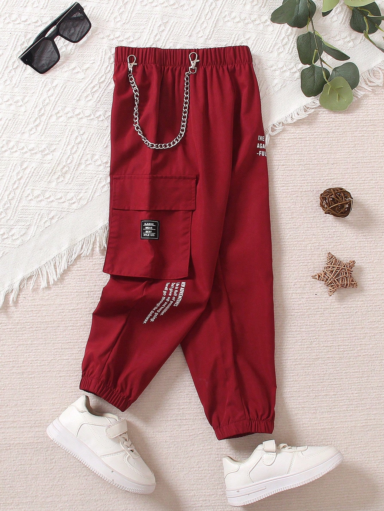 Young Boys' Chain Decoration Simple Daily Pants