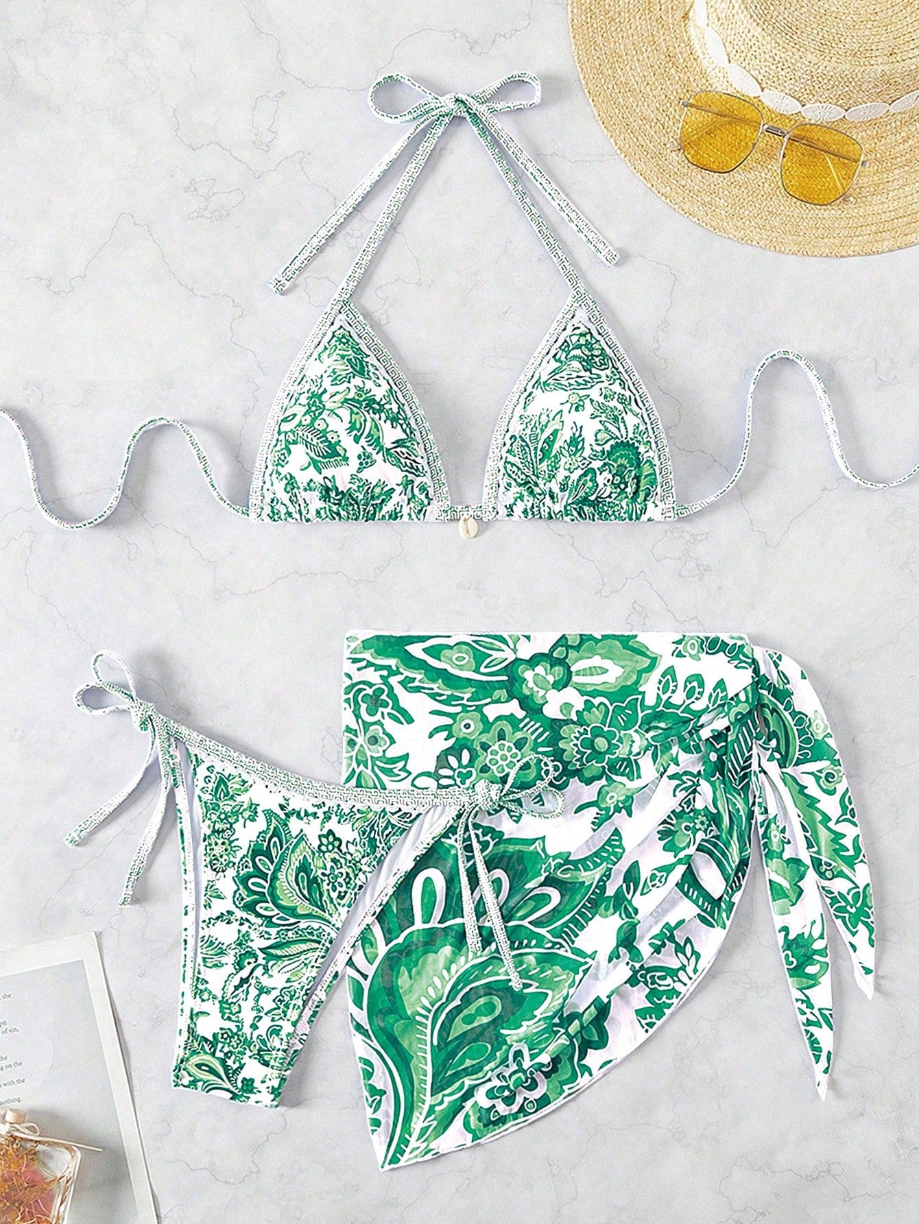 Summer Beach 3pcs/Set Women's Random Printed Bikini Set