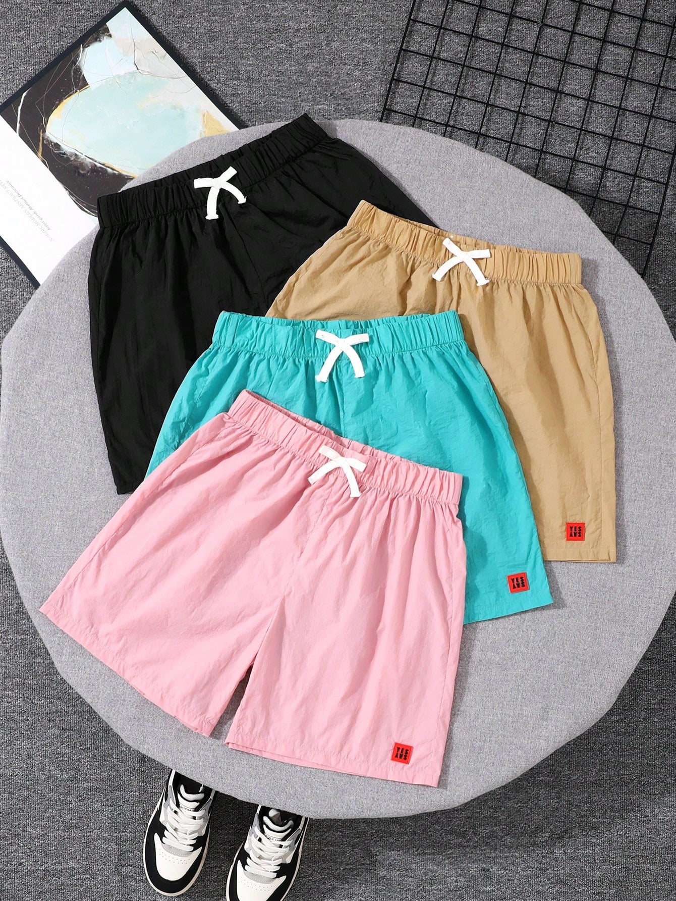 4pcs/Set Teen Boys' Casual Academy Style Comfortable Fashionable Simple Practical All-Match Soft & Comfortable Polyester Macaron Color Shorts, Breathable & Comfortable, Suitable For Spring/Summer Travel