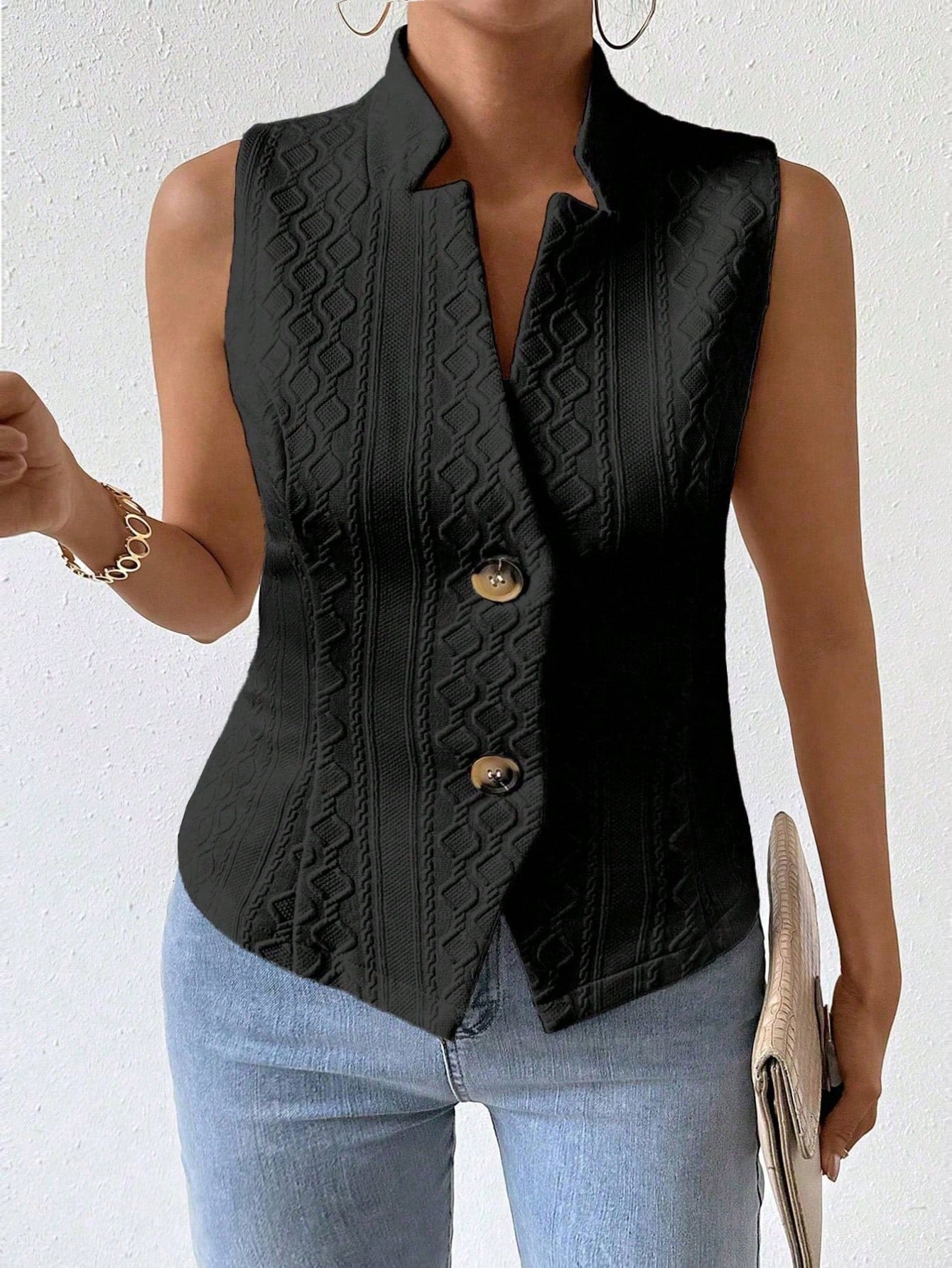 Solid Jacquard French Style Suit Top Jacket