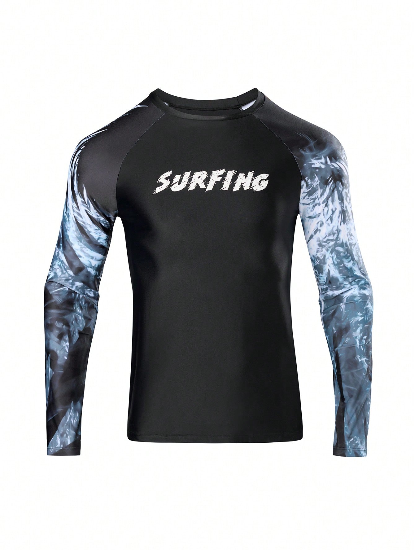 Men's Letter And Tie-Dye Print Long Sleeve Surfing T-Shirt