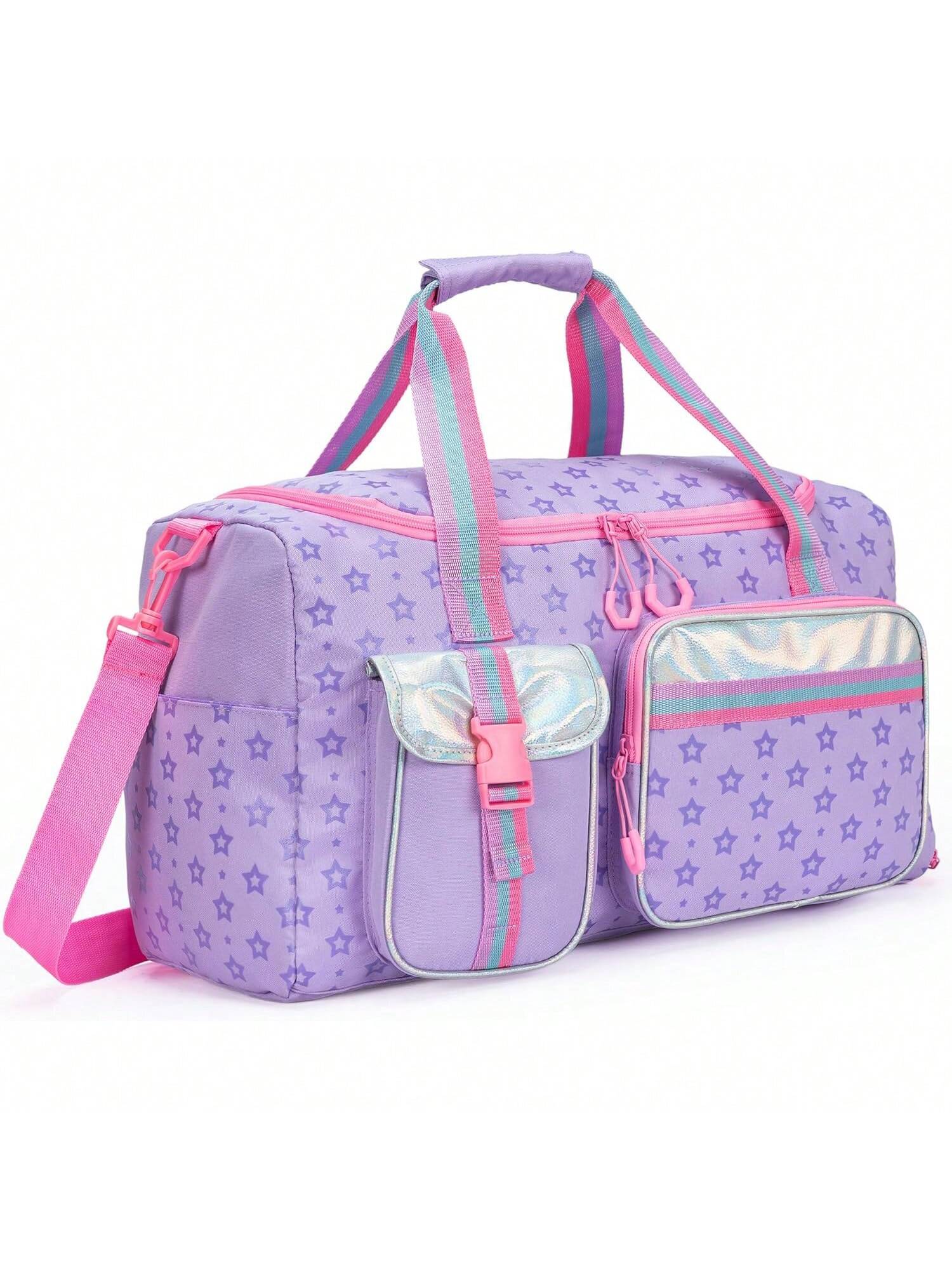 1pc Travel Duffle Bag For Girls Cute Girls Weekender Bag Gifts Overnight Bag For Girls Tote Bag Sleepover Bag For Girls Gym Dance Bag With Shoes Compartment