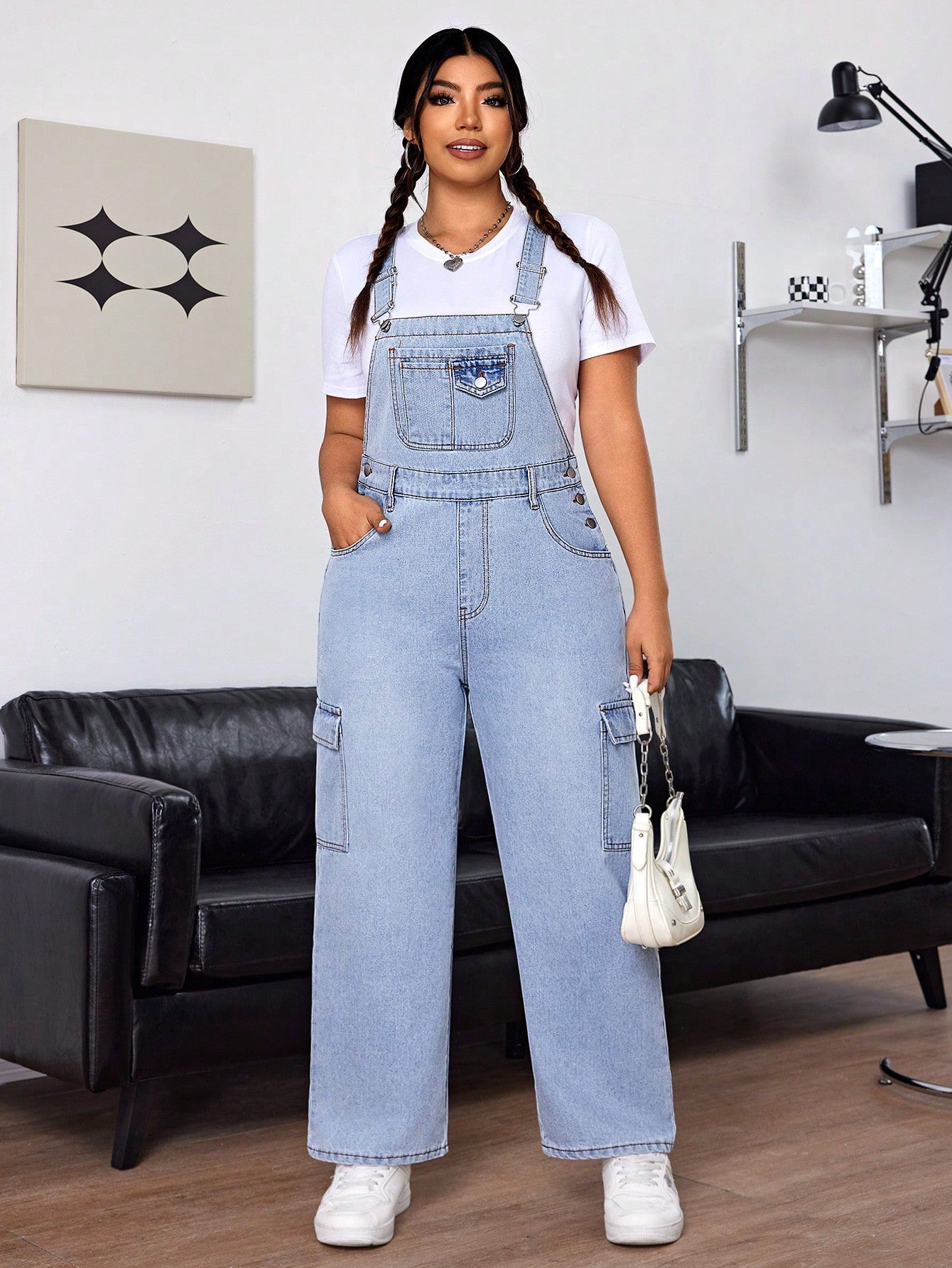 Plus Size Overalls With Multiple Pockets And Adjustable Shoulder Straps