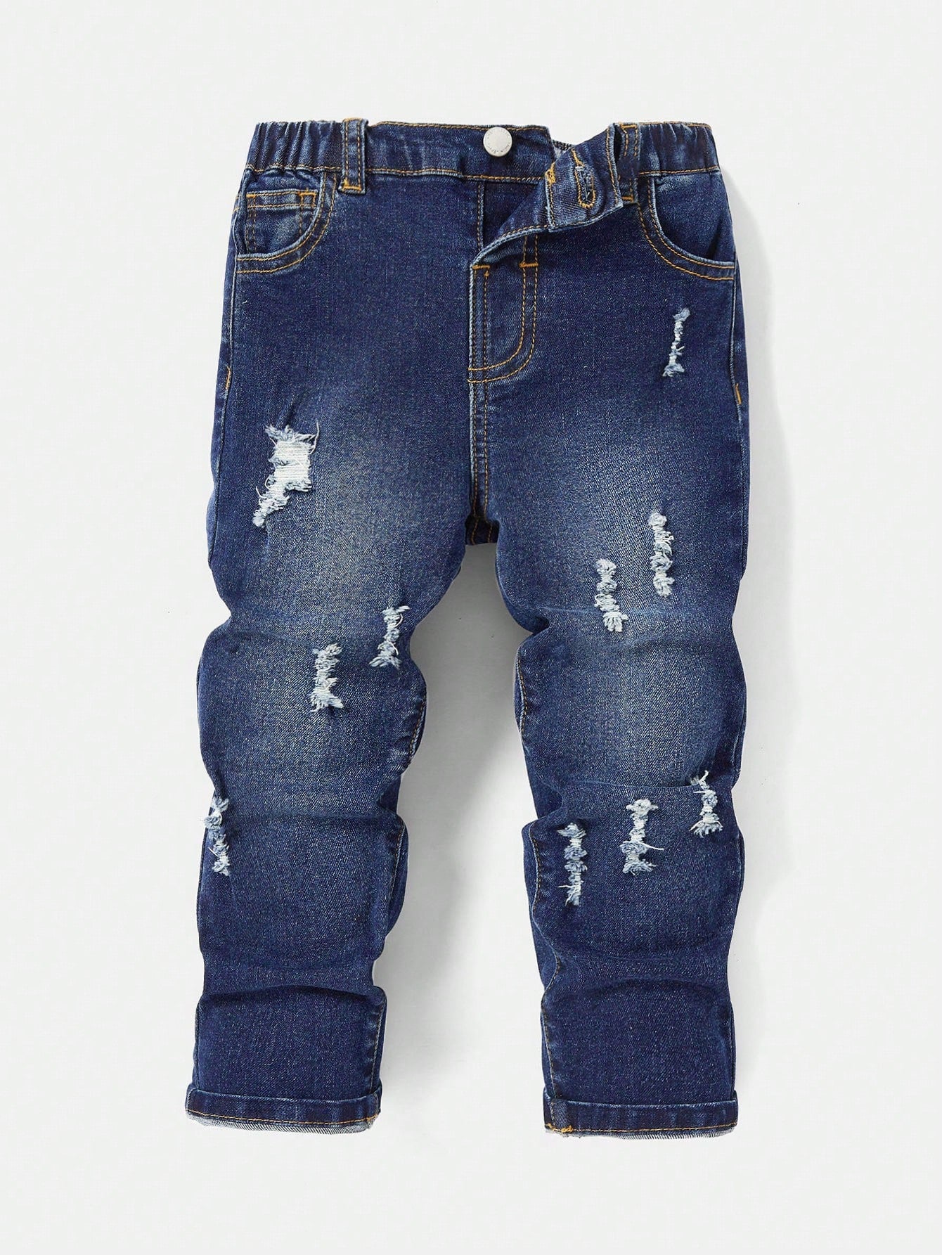 Young Boy Ripped Frayed Bleach Wash Jeans