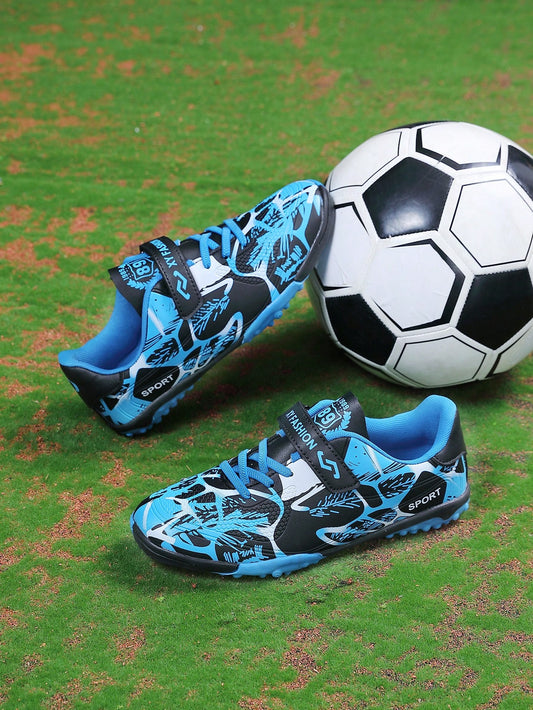 Kids' Football Shoes With Moulded Studs, Unisex Anti-Slip Training Shoes, Hook And Loop Fasteners