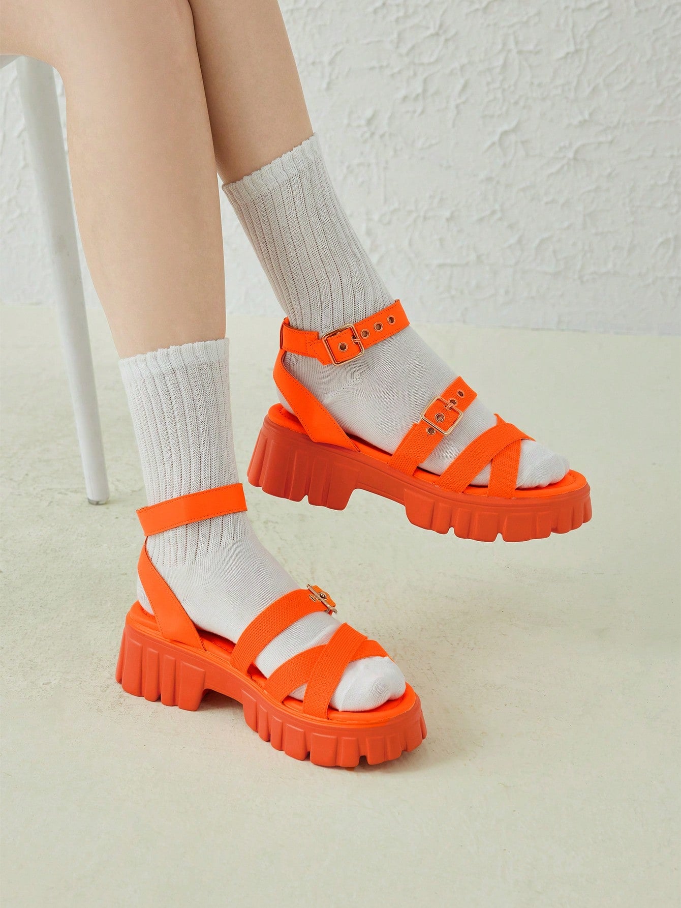 Woman Shoes Buckle Decor Ankle Strap Wedge Sandals For Summer Vacation Shoes Summer Sale Back To School Shoes College Student Shoes