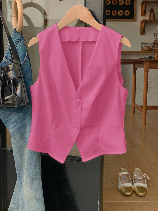 Women's Summer Casual Solid Color Suit Vest