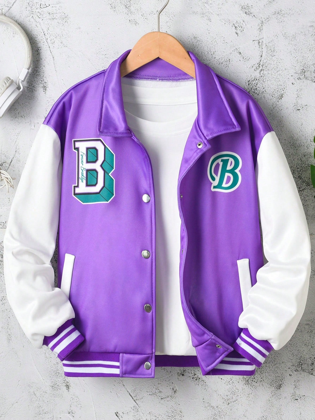 Tween Girls Letter Graphic Two Tone Jacket Without Tee