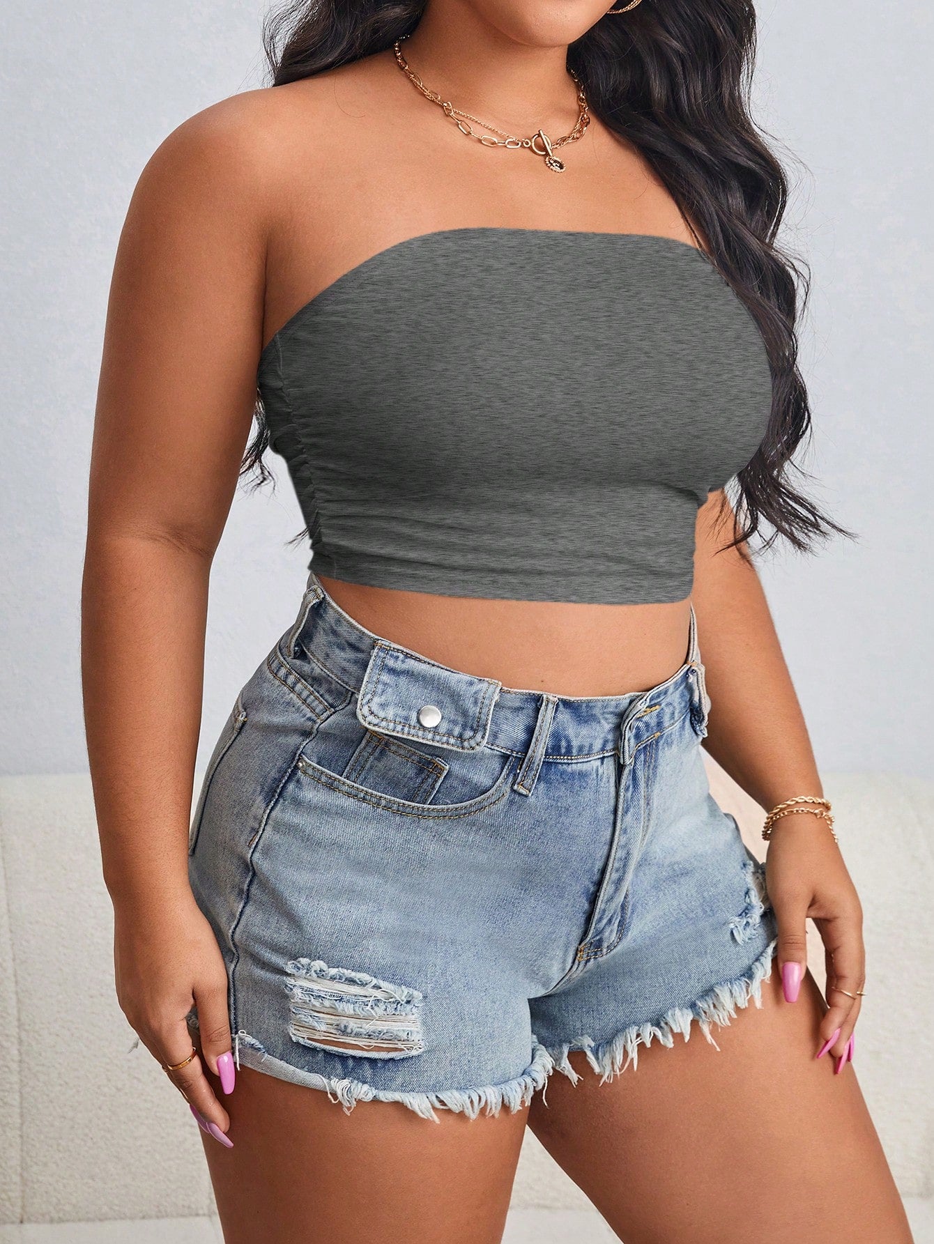 Plus Solid Crop Tube Top