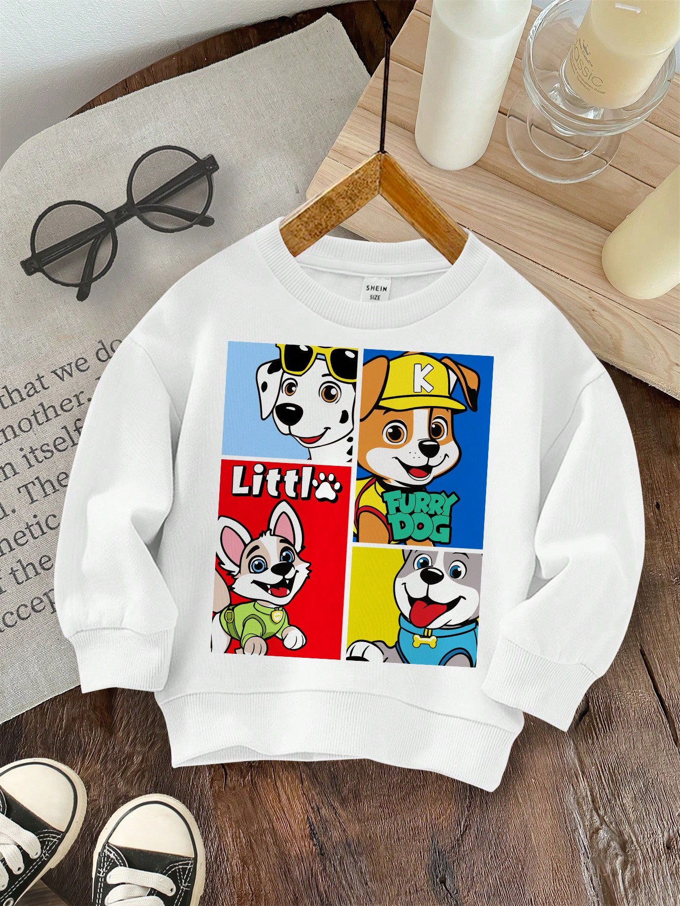 Young Boy's Casual Simple Cartoon Animal Pattern Long Sleeve Round Neck Sweatshirt, Suitable For Autumn And Winter