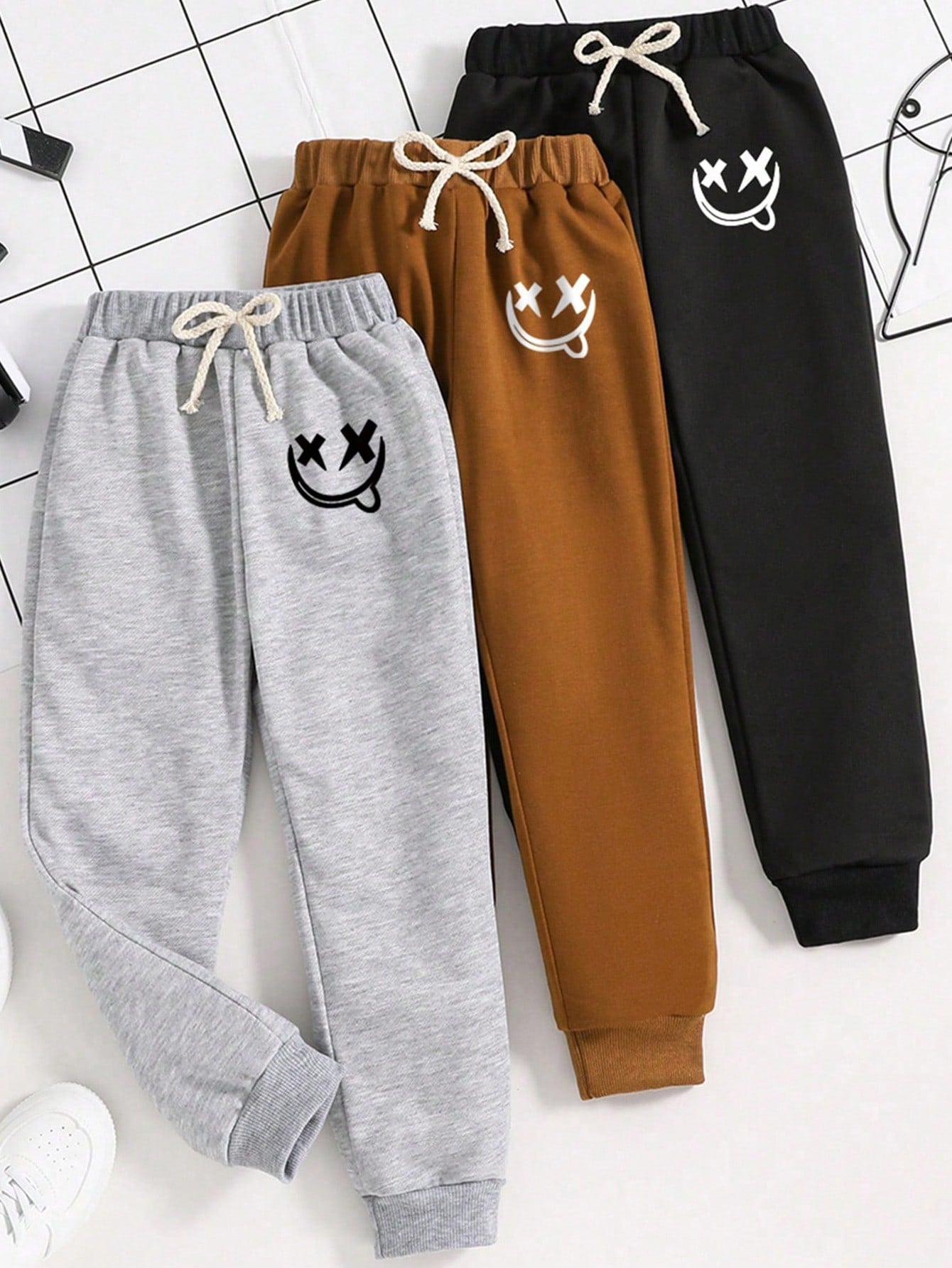 Tween Boy 3pcs/Set Cartoon Printed Jogger Pants