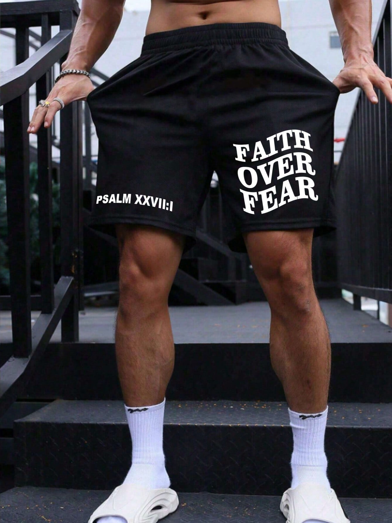 Men Slogan Graphic Shorts For Summer