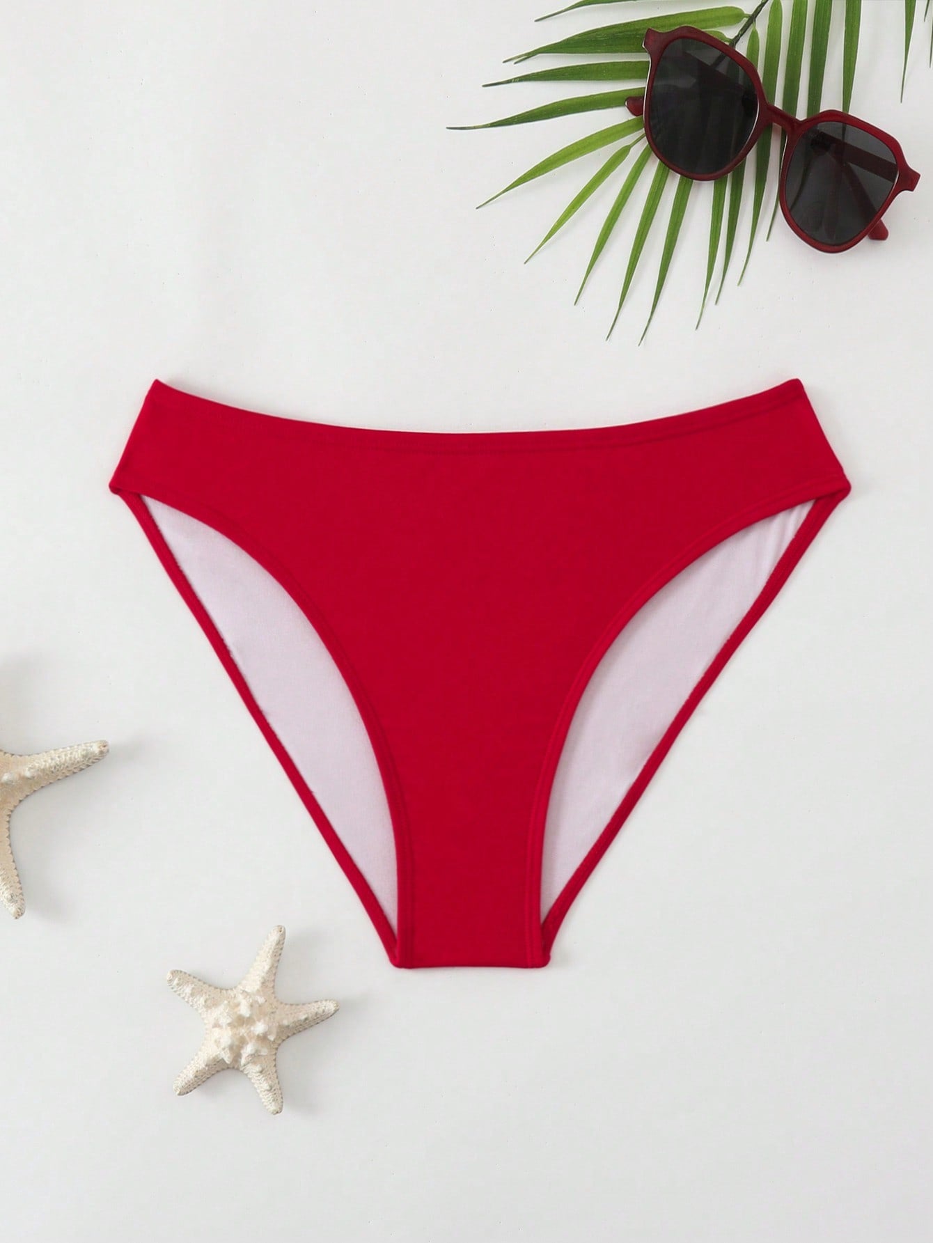 Swim Solid Color Elastic Bikini Bottom For Summer Beach