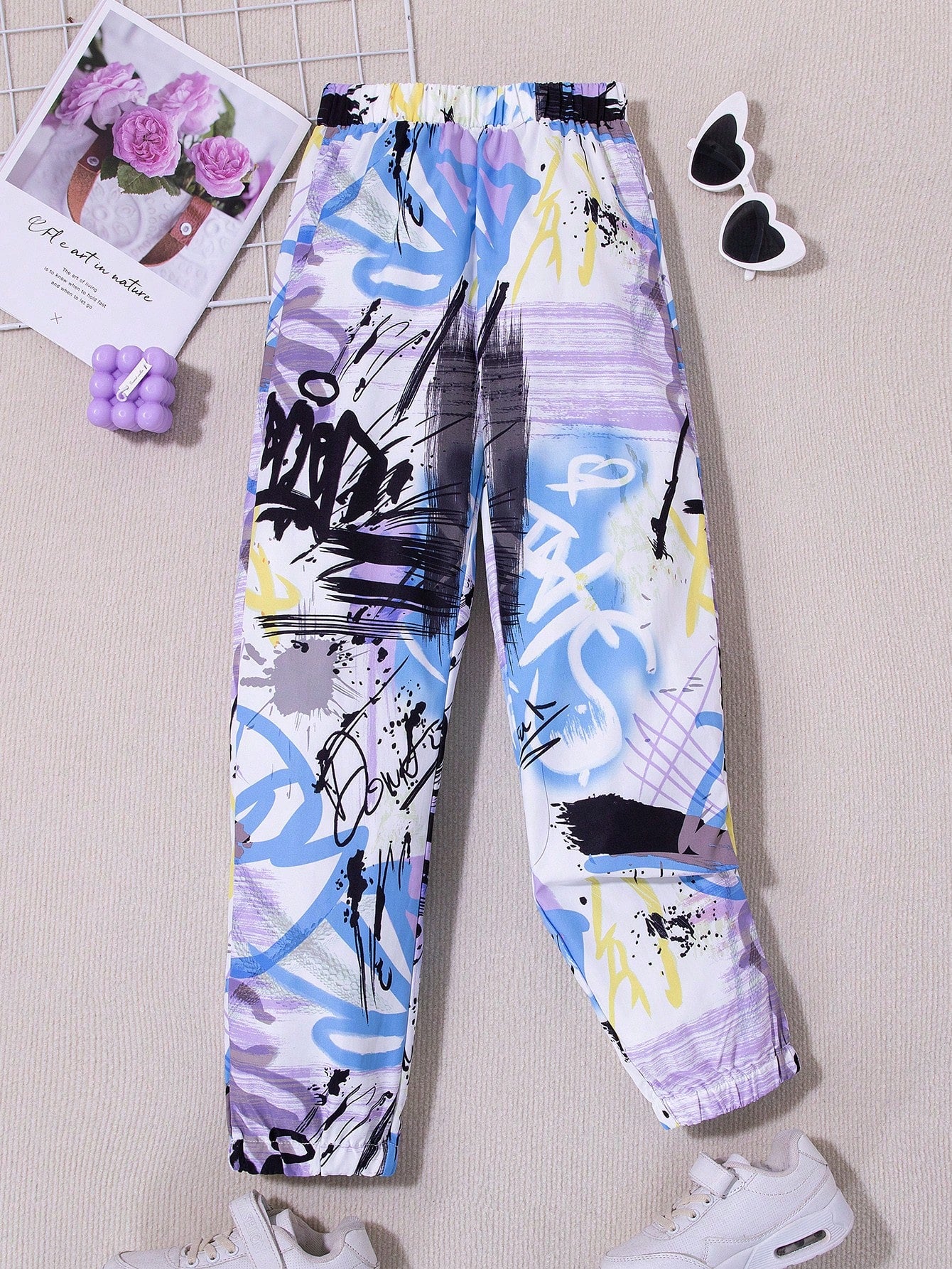 Streecool Kids Tween Girl Graffiti Print Elastic Waist Pant