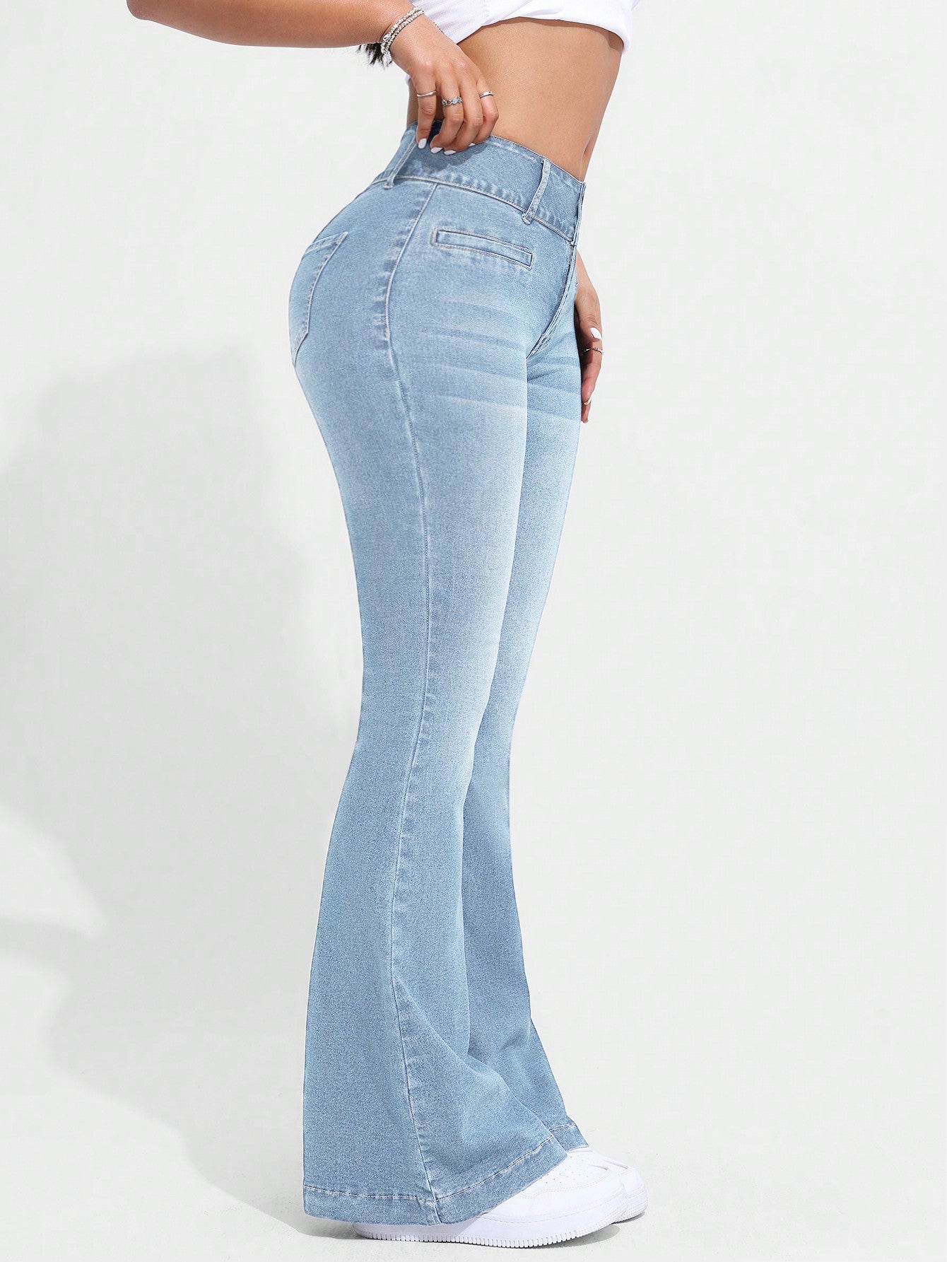 Wide-Waisted Flared Jeans